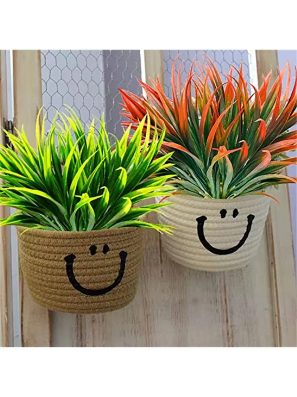 8Pcs Artificial Tall Grass Faux Outdoor Plants UV Resistant Fern Red Plastic